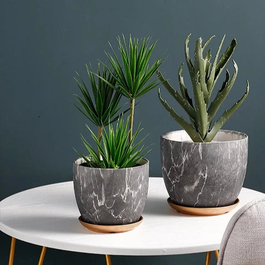Stylish Black Ceramic Pot for Flowers