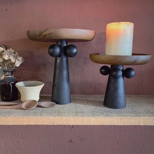 Tall Wooden Tray Candle Holder Set - My Store