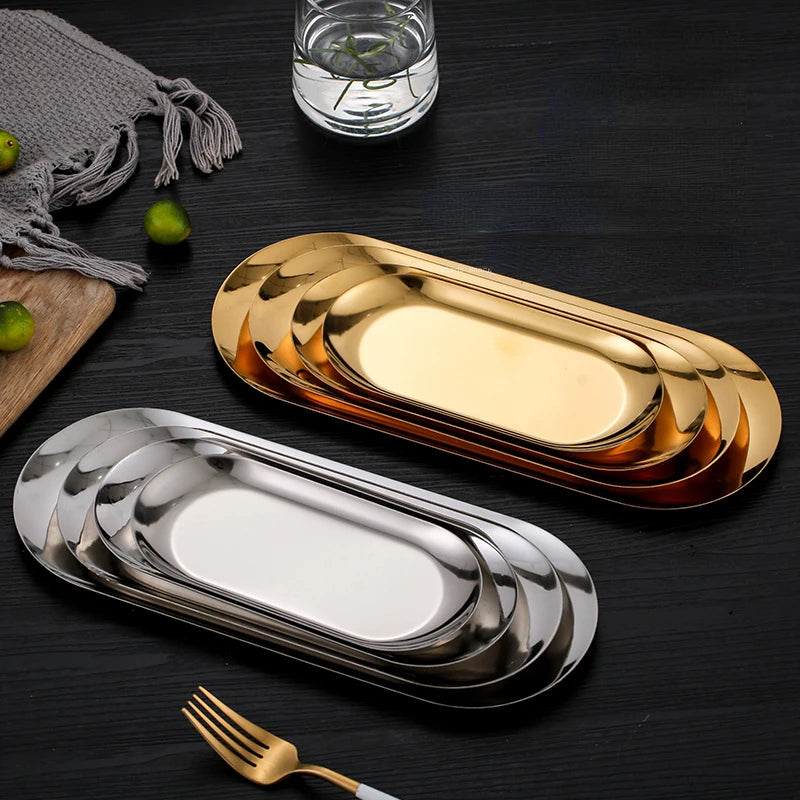 Elegant Golden Metallic Tray - My Store