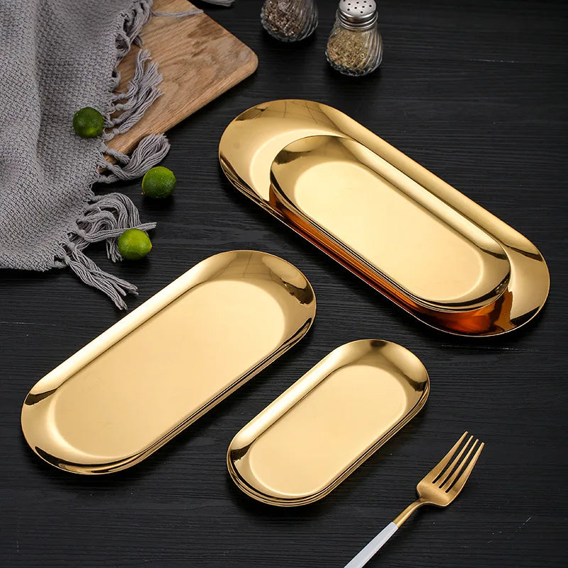 Elegant Golden Metallic Tray - My Store