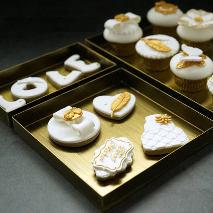 Decorative Golden Metal Trays – Rectangular Design